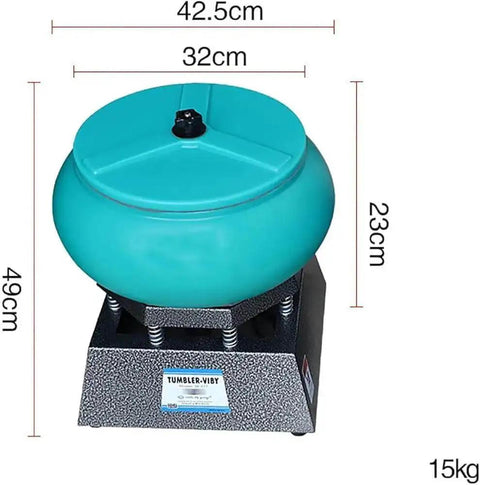 17-Inch Vibratory Tumbler Polisher For Jewelry And Metal Finishing, Stone Polishing Machine with leak-proof lid and measurements