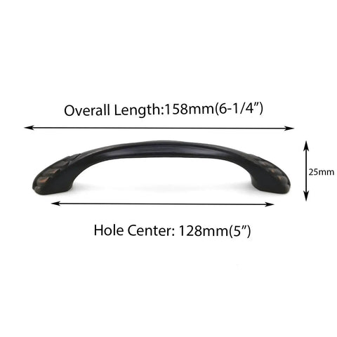 Oil Rubbed Bronze Cabinet Pull Handle Six And A Quarter Inch Length Five Inch Center To Center Traditional Classic Style