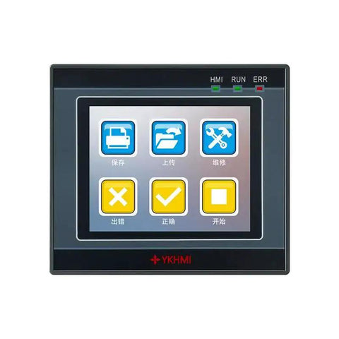 All In One PLC HMI With 2.8 Inch Touch Screen Display showing interface and control icons, FX1S Compatible, GX Works 2 Ready