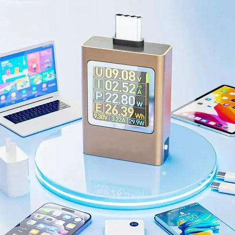 USB C Power Meter Tester For Gearheads With PD3.1 48V PPS QC2.0 QC3.0 multiprotocol voltmeter displaying voltage and current readings