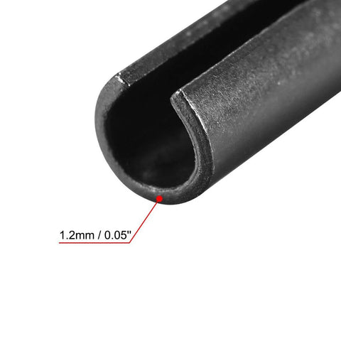 Close-up of Slotted Spring Pin Set 6mm x 55mm Plain Finish 65Mn Steel Roll Assortment Kit, 20 Pieces showing details.