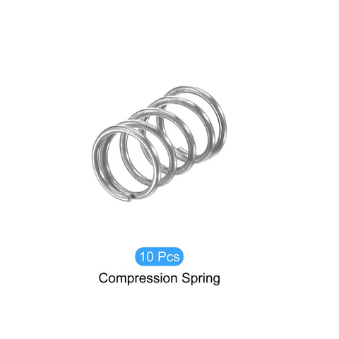 METALLIXITY compression springs, 0.3x3 mm OD, 5 mm free length, 304 stainless steel, silver, 10 pcs