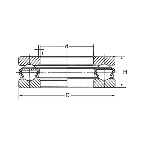 uxcell F10-18M thrust ball bearing diagram, chrome steel, 10x18x5.5 mm, single direction, 4 pcs