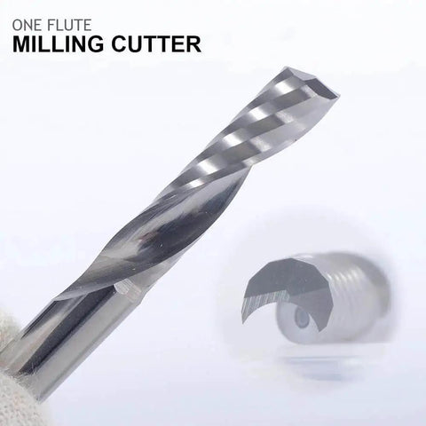 Solid Carbide Upcut Router Bit 1/8 Inch Shank Single Flute O Flute End Mill Cutter for Acrylic PVC MDF Plastic Cutting, close-up view