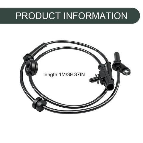 Front view ABS rear left wheel speed sensor cable, black, 1 m length with mounting sensor
