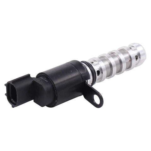 2 Piece VVT Solenoid Set That Fits Hyundai Tucson Sonata Kia Optima Sportage Sorento 2.0L 2.4L Includes Left And Right Intake And Exhaust Oil Control Valve Replacement, front view of a solenoid