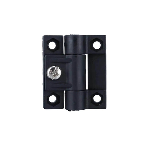 Adjustable Door Hinges Pack 10 Plastic Cabinet Box Hinges with Quiet Close and Torque Positioning, black hinge front view.