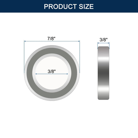 HiPicco 1604ZZ miniature deep groove ball bearing diagram; bore 3/8", OD 7/8", width 9/32", chrome steel Z2 shield