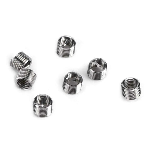 Stainless steel inserts from SAE Stainless 1/4-20 Inch Thread Repair Kit With Inserts And Tap For Auto Repair DIY Friendly Pro Grade.