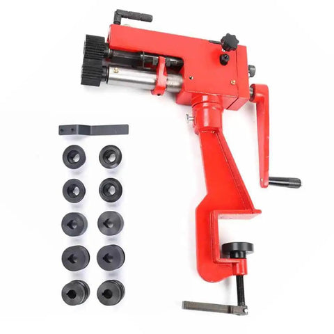 7 Inch Sheet Metal Bender With 6 Die Sets And 22 Gauge Capacity, shown with rotary roller and table mount clamp.