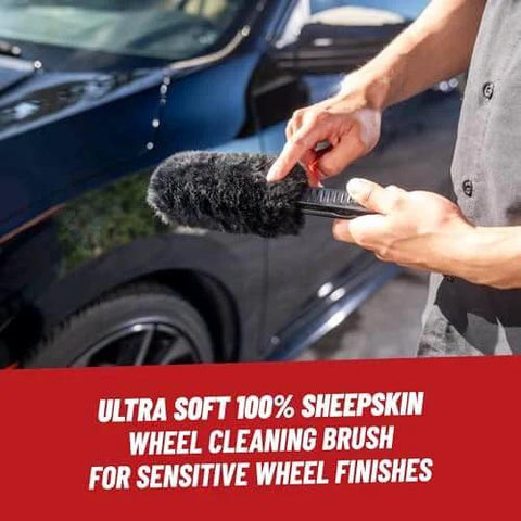 Soft Natural Bristle Wheel And Rim Cleaning Brush With Gerbil Hair for Wheels Rims Exhaust Tips and Delicate Surfaces Safe Brake Dust Removal