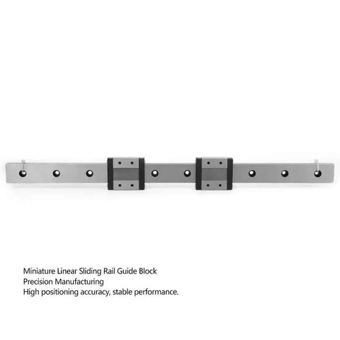 Two 24mm Wide Miniature Linear Guide Rail System with dual slide blocks for pro grade automated equipment and precision machines.