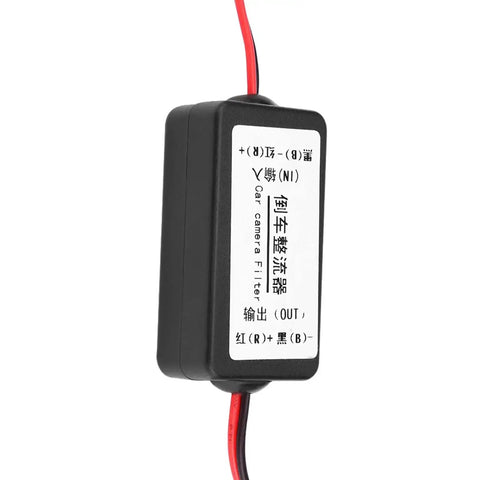 12V DC Car Rearview Camera Power Relay Capacitor Filter Rectifier Kit with red and black wiring for stable 12V supply
