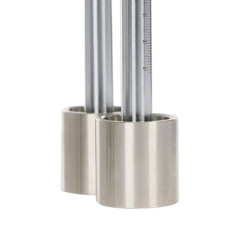 Close-up of Pro Grade Green V Shaped Hand Sheet Metal Bender with Edge Bead Roller shafts showing scale for precise metal bending.