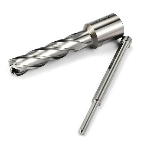 1/2 Inch HSS Annular Cutter for Magnetic Drill Press with 2 Inch Cutting Depth, 3/4 Inch Weldon Shank, 2 Flats, and Pilot Pin