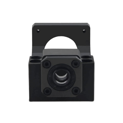 Front view of Beefy Steel Nema 23 Stepper Motor Mounting Bracket for 57mm motors and 16mm ball screws with mounting holes.