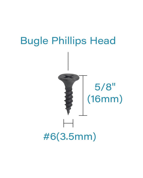 Size Six Pro Grade Drywall Screws Five Eighth Inch Flat Head Phillips Fine Thread Sharp Point For Wood And Drywall