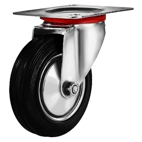 3-inch rubber base swivel caster wheel with top plate and bearings, heavy-duty for carts, 250 lbs load, 12 pack, quiet operation.