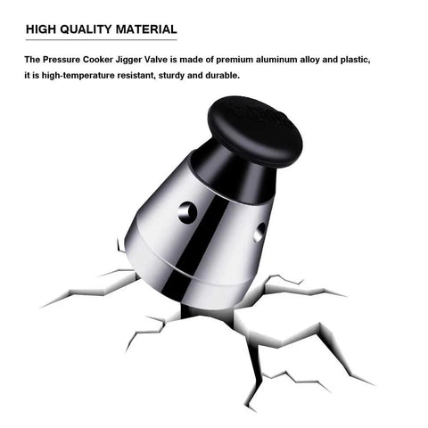 Pressure Cooker Jigger Valve, aluminum alloy body with black plastic cap, universal relief valve