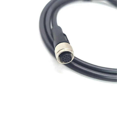 3.28ft M12 12 Pin Male To Female Connector Cable A Code Straight Profibus IP67 Waterproof, close-up of connector end and cable