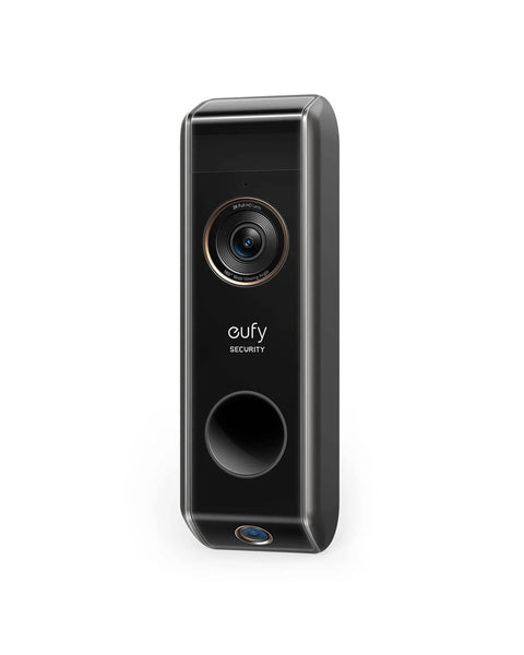 Front view of black 2K HD Video Doorbell Add-On with battery-powered dual motion detection, no monthly fee, Homebase not included.