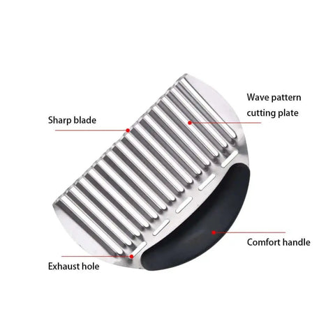 Crinkle Cutter For Veggies And Potatoes Stainless Steel Wave Knife Kitchen Crinkle Cutter Chipper For Salad Close-up View