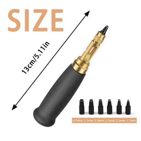 Adjustable Screw Hole Punch Tool With Black Wooden Handle For Bookbinding And Leather Craft Do It All Hole Puncher With Six Tip Sizes