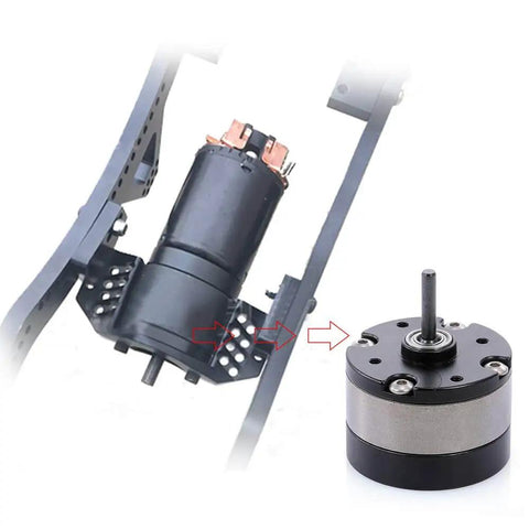 1/3 Planetary Gear Reduction Unit For 540 Motor RC Cars Metal Gearbox shown with motor and red arrows indicating upgrade.