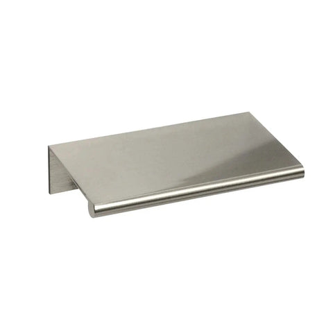 3 Inch Back Mount Finger Edge Pull Brushed Nickel Finish For Cabinets And Drawers, shown in side angle, modern durable design.