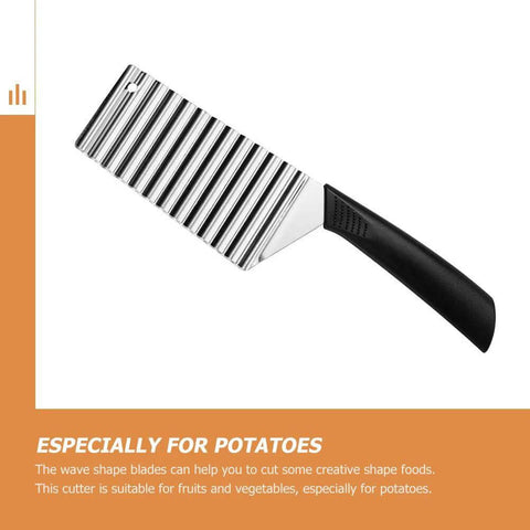 Crinkle Cut Fry Cutter Set Stainless Steel Wavy Blade 2 Piece Slicer for Potatoes Carrots and Fruits with Non Slip Handle