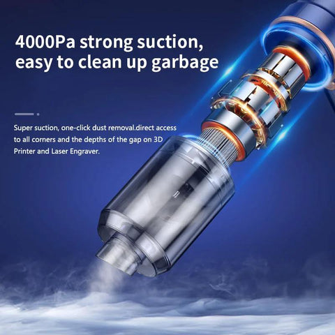Skouphy multifunction vacuum cleaner for 3D printers and laser engravers; clear plastic nozzle with metal rings, 4000Pa suction.