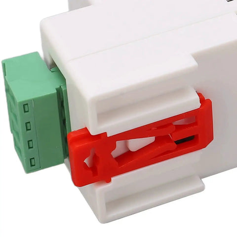 4 To 20mA Current Loop Signal Generator With Digital Display, close-up of compact DIN-rail mount and short-circuit protection
