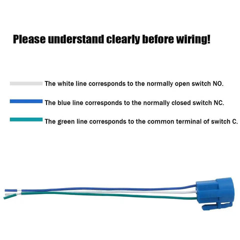 Wiring guide for Stainless Steel 22mm Latching Emergency Stop Push Button Switch With 3A 12-220V Connection Plug 1NO 1NC Contacts.