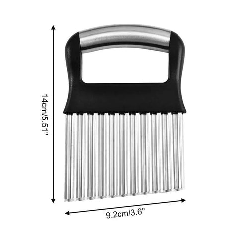 Two Pack Stainless Steel Crinkle Cutter With Wavy Blades For Perfect Crinkle Fries And Veggie Slices, Handy Manual Kitchen Chopper, Easy Grip Handle