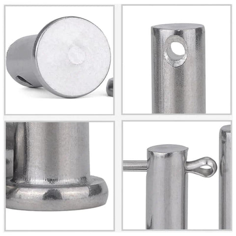 Close-up view of Beefy Adjustable Clevis Pin Kit for Trailers and Heavy Equipment Seven Sixteenths by Two and a Half Inch Zinc Steel Pins