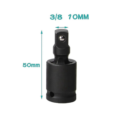Black 3/8-inch drive universal joint socket adapter with swivel head, chrome-molybdenum steel, 10mm opening