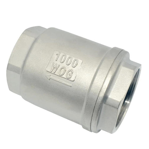 Megairon 2 in NPT female inline check valve, stainless steel SS316/CF8M, spring-loaded WOG1000