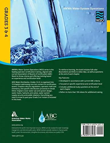 Front cover of Water System Operations: Water Distribution, Grades III & IV book with blue water image and yellow spine.