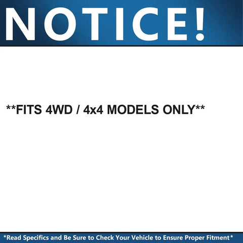 Notice for 4WD Front Wheel Hub Bearing Assembly Pair, fits 4WD/4x4 models only, important fitment information displayed