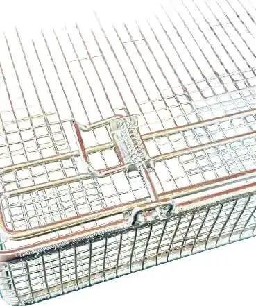Stainless Steel Mesh Parts Washing Basket With Double Locking Lid For Secure Storage And Deep Cleaning, Rust Resistant Heavy Duty Organizer Tray
