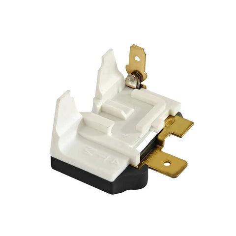 Overload Relay Protector DA34-00004D Replacement For Samsung Refrigerator, white and gold component, side view.