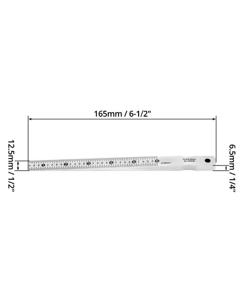 Pro Grade Taper Gauge Gap Gage for Welding Wedge Feeler Gauge 0.4 to 6mm with 0.05mm Increments, carbon steel, side view