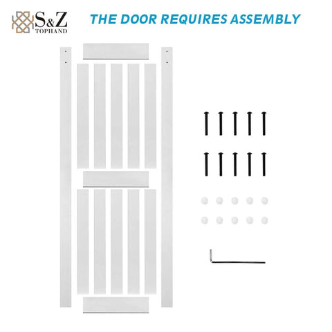 54x84 Inch MDF Barn Door With 10 Foot Sliding Hardware Kit, Waterproof PVC Surface, Easy Install, Solid Slab Design included