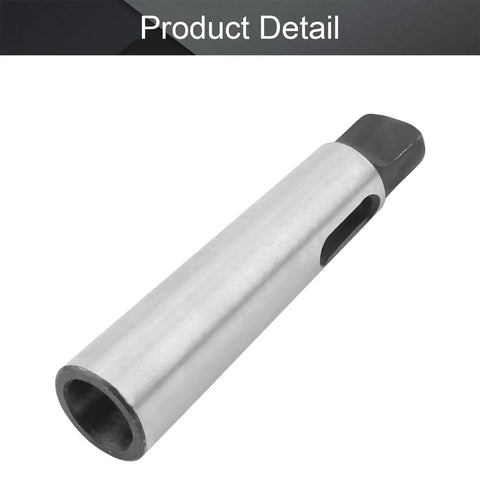 Metal Morse taper adapter reducing sleeve for lathes and drill presses; side view with through-hole