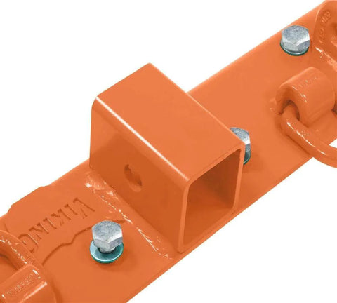 Orange Tractor Bucket Grab Hooks Bolt On Plate With D Ring And Grab Hooks For 2 Inch Hitch Receiver, powder coated steel with bolts.