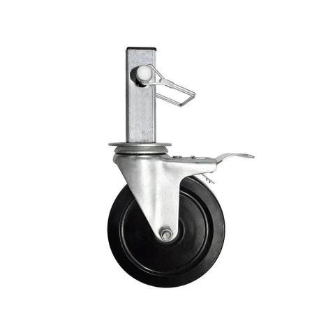 5 Inch Scaffolding Caster Set Of 4 With Heavy Duty Baker Wheels Dual Locking Brakes And Rubber Tires One And A Quarter Inch Square Stem Replacement