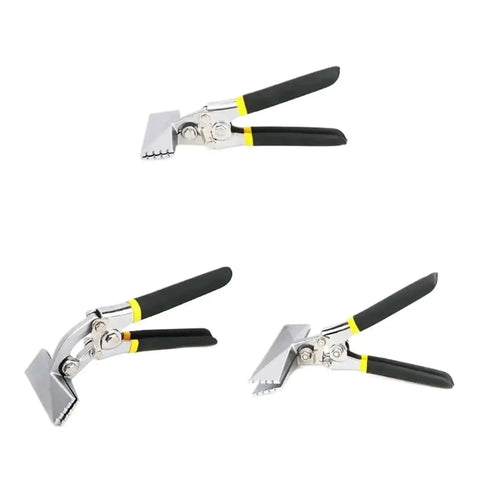 Sheet Metal Bending Pliers Hand Seamer with wide jaw 80mm, elbow 80mm, and straight 150mm, nickel plated steel, ergonomic grip.