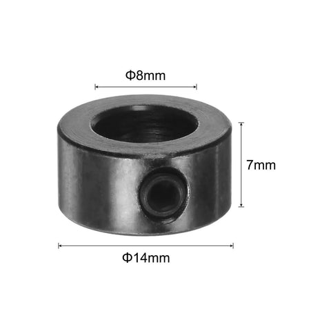 Eight Millimeter Shaft Collars Set Screw 10 Pack 8mm ID 14mm OD Black Nickel Plated Carbon Steel Gear Stopper