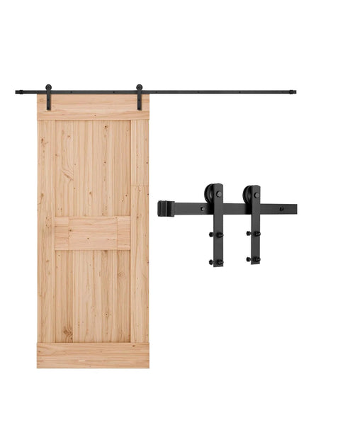 10 Foot Sliding Barn Door Hardware Kit For 60 Inch Wide Doors, 330 Lbs Capacity, black carbon steel track, side view