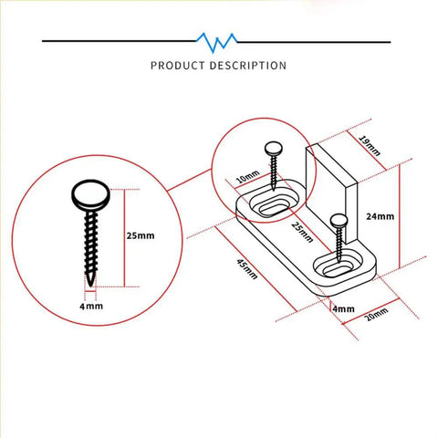 Diagram of 4 Pack POM Plastic T Shape Adjustable Sliding Barn Door Floor Guides With Screws White Finish Ideal For Bottom Of Sliding Doors